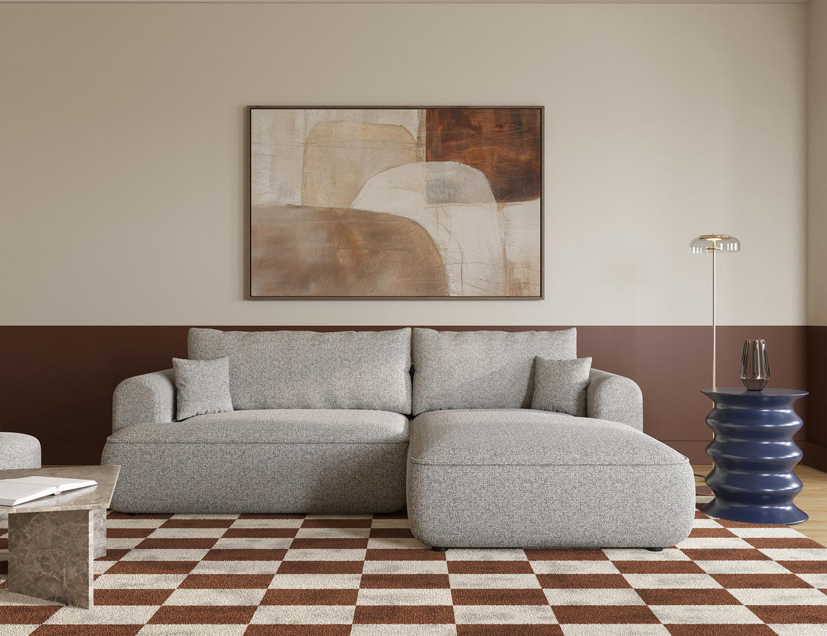 ECKSOFA Ovo Greige Webstoff-Bezug - Taupe/Schwarz, Kunststoff/Textil (260/165cm) - Selsey