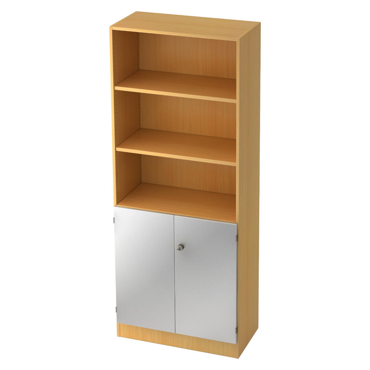 REGALSCHRANK - 5 Ordnerhöhen 42/80/200,4 cm in Buchefarben/Silberfarben - Buchefarben/Silberfarben, Holzwerkstoff (80/200.4/42cm) - bümö