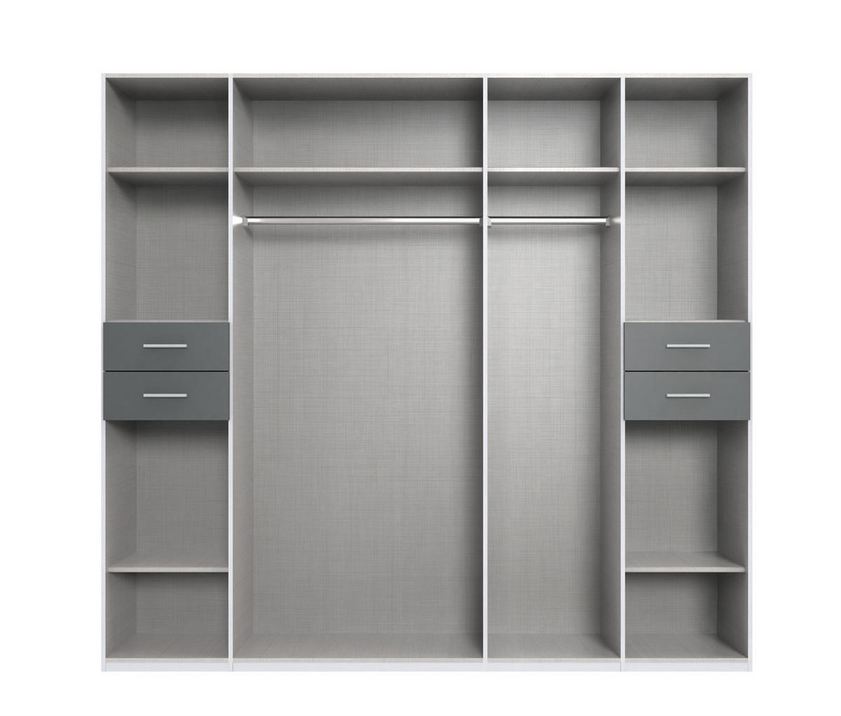 DREHTÜRENSCHRANK Kleiderschrank 228 cm mit Schubkästen & Passepartout & 1 Spiegeltür, Sand Grau mit Absetzungen in Grafit, Griffe schwarz / 22573 - Sandfarben/Graphitfarben, Holzwerkstoff/Metall (228/210/58cm) - luma-home