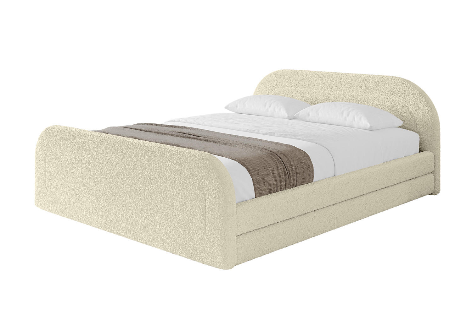 POLSTERBETT mit Bettkasten, Fußteil und Lattenrost, Boxbett mit Matratze H3/H4 - LERIS-v1-Z 180x200 Beige - Taupe, Holzwerkstoff/Textil (180/200cm) - ALTDECOR