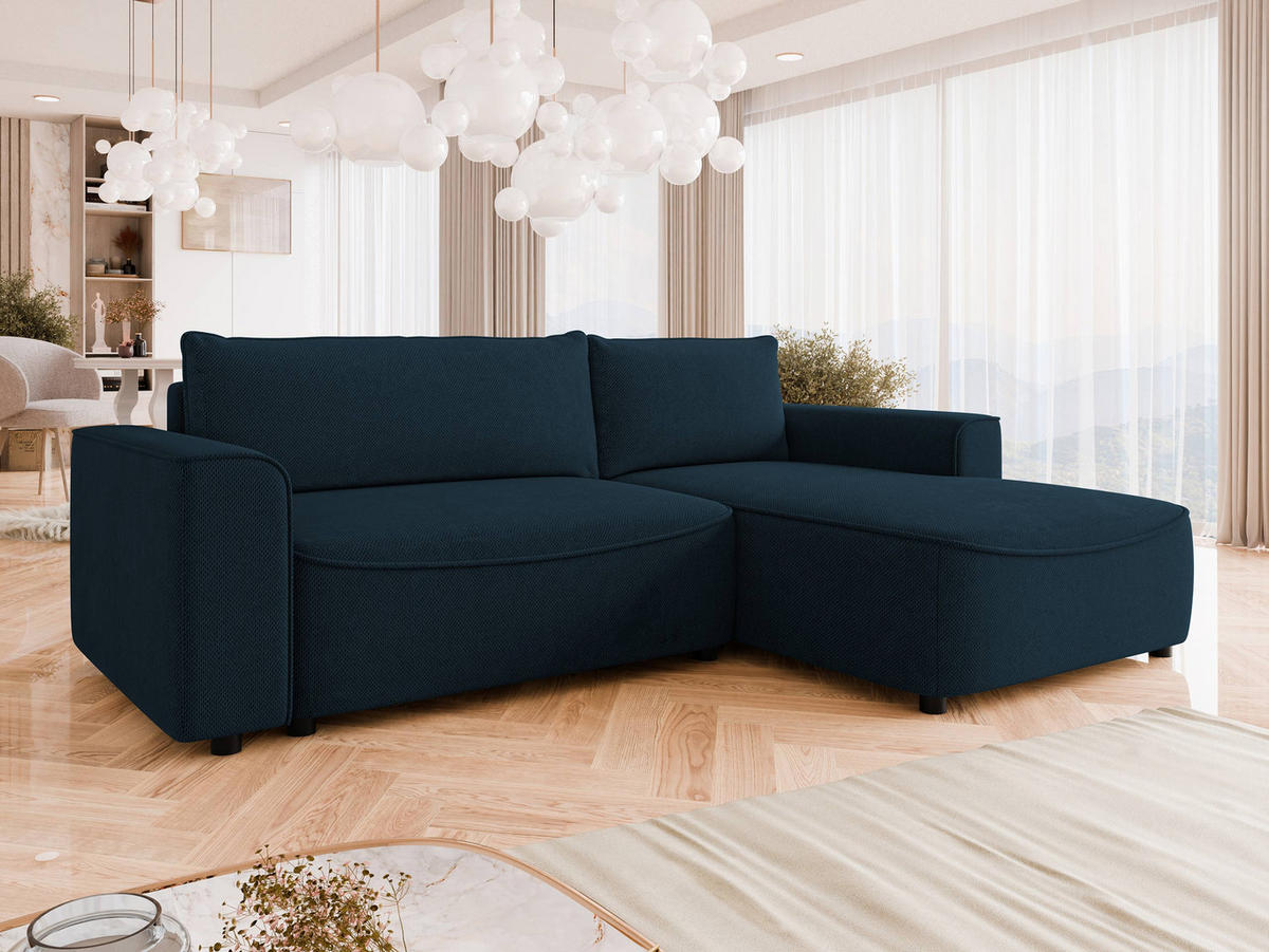ECKSOFA Beliza, Seite: Rechts - Schwarz/Dunkelblau, Holz/Kunststoff (255/175cm) - MIRJAN24