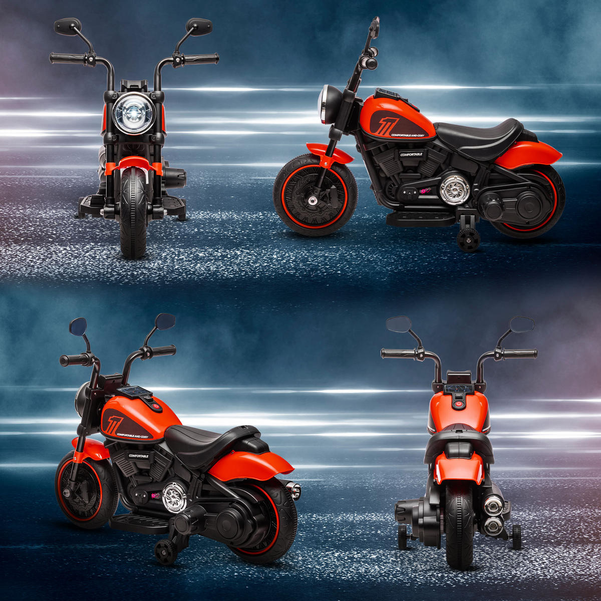 DĚTSKÝ elektrický motocykl Dětský motocykl 6V Dětské vozidlo pro děti ve věku 1,5–3 roky Červený - černá/červená, kov/plast (76/42/57cm) - HOMCOM