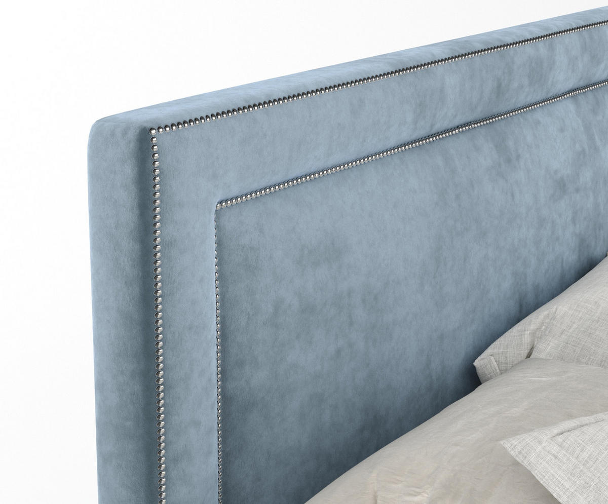 BOXSPRINGBETT Luxora Blau Grau 180/200 cm - Blaugrau/Schwarz, Holz/Holzwerkstoff (180/200cm) - Maison de Reve