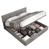 POLSTERBETT 140/190 cm Grau aus Samt mit Bettkasten - Grau, Textil (140/200cm) - OKMYHOME