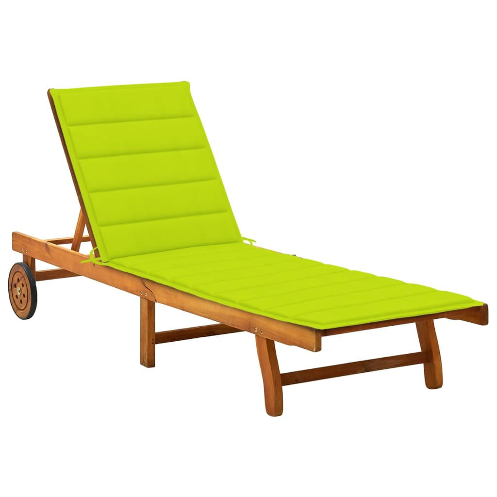 SONNENLIEGE mit Auflage Akazie Massivholz - Limette, Holz (59/76/200cm) - furnicato