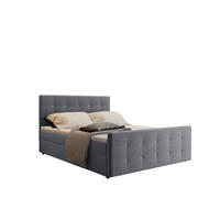BOXBETT Mit Bettkasten Matratze Topper AMOR Aschgrau 200x200 cm H2-Pocket - Hellgrau/Schwarz, Holz/Holzwerkstoff (200/200cm) - Kaiser Möbel