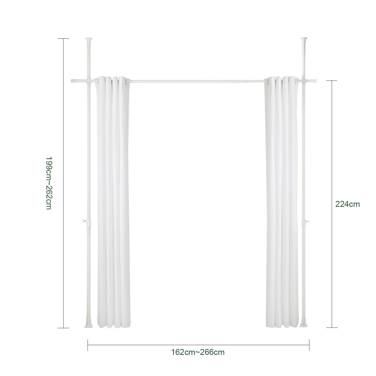 TELESKOPVORHANG Weiß - Weiß, Kunststoff/Metall (266/262/2cm) - SoBuy