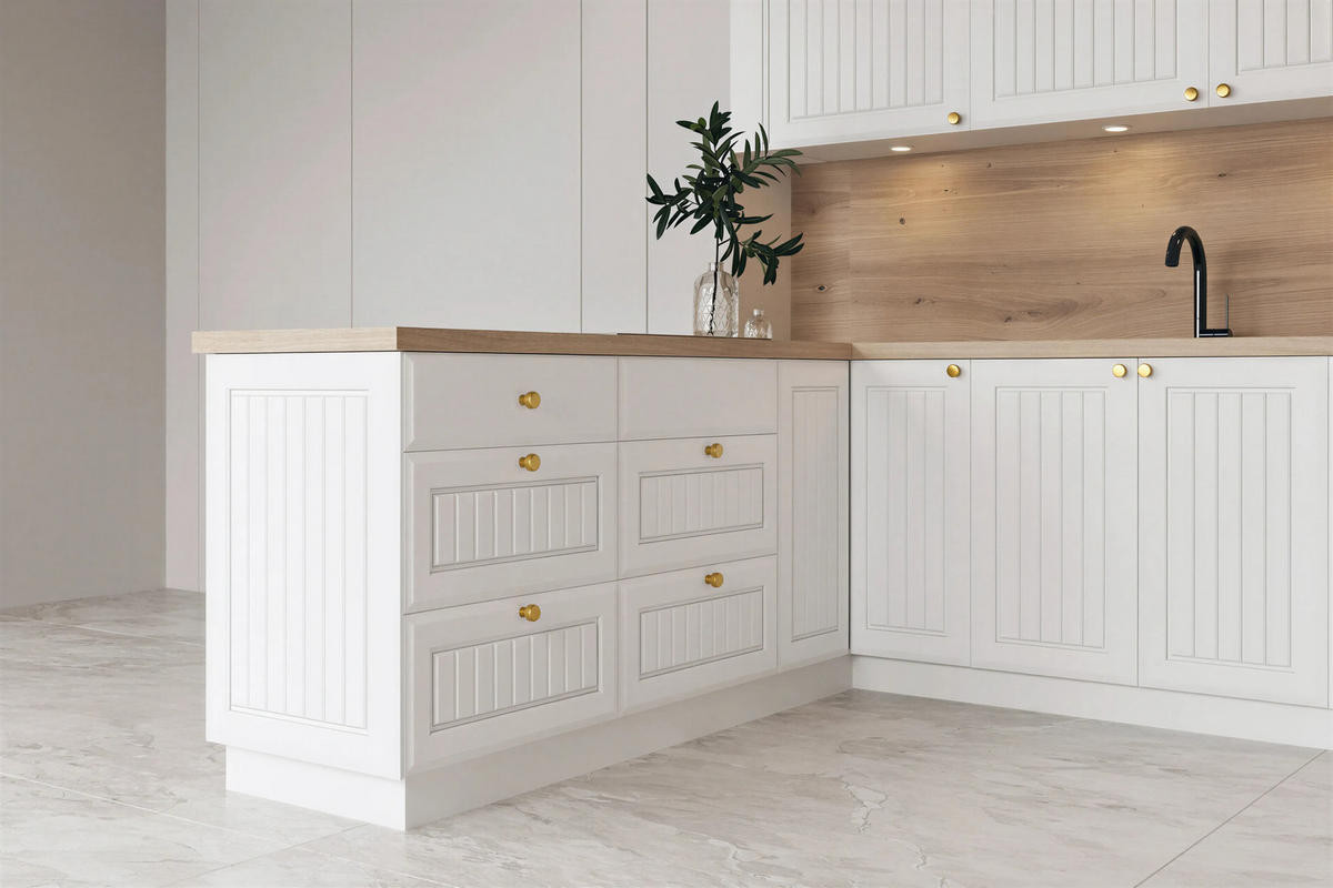 KÜCHENZEILE KS30-G390x260 – Arvion - Harmonische Optik für Ihr Zuhause - Weiß, Holz (390/213.3/260cm) - ROYAL24_MARKT
