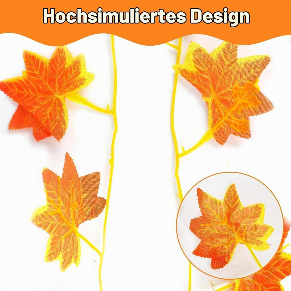 HERBSTGIRLANDE 12-teiliges Set 240 cm - Orange, Kunststoff (5cm)