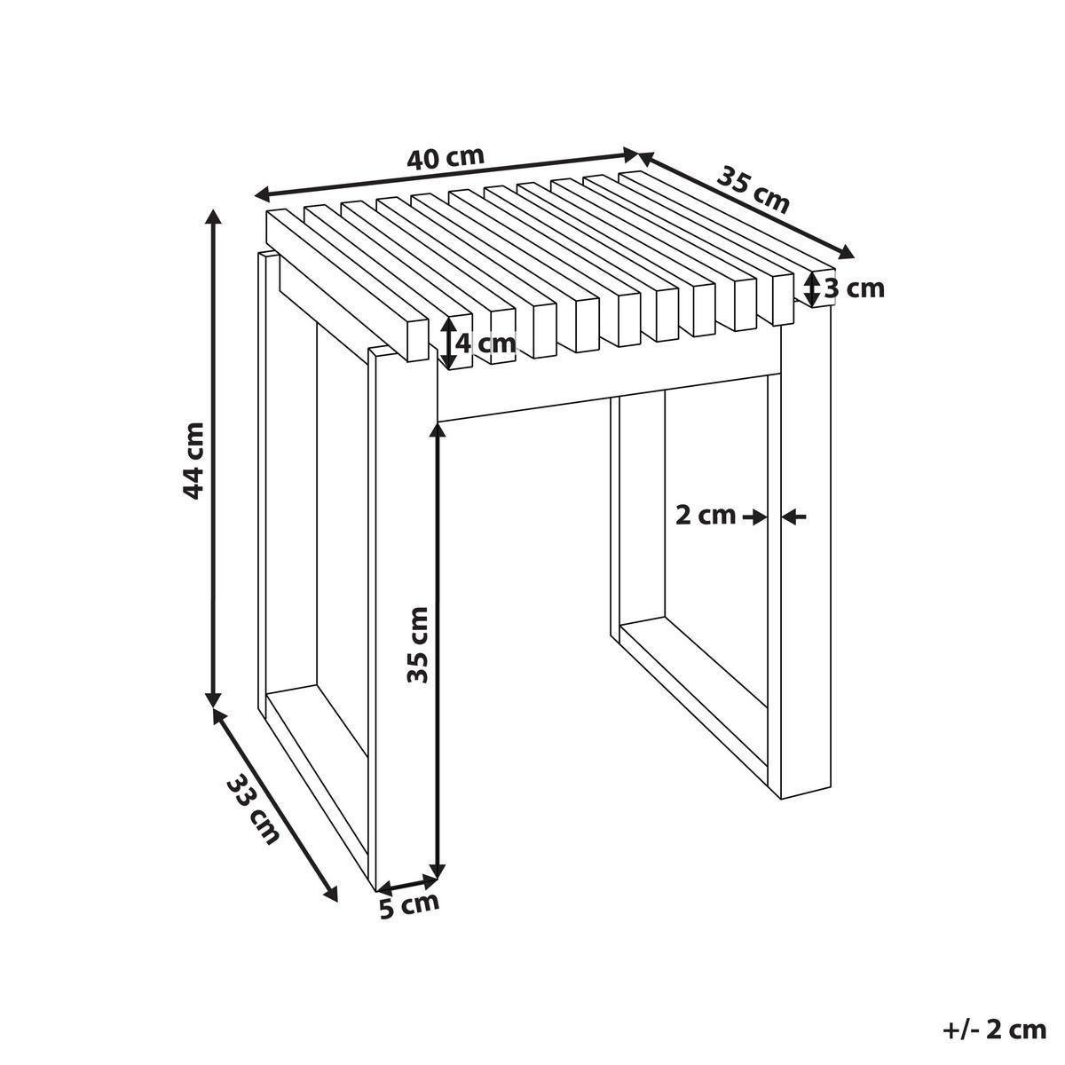 GARTENTISCH 40/40 cm Massivholz Heller Holzfarbton Bellano - Hellbraun, Holz (35/40/44cm) - Beliani