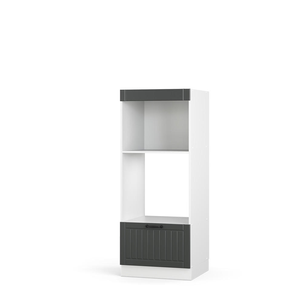 MIKROWELLENSCHRANK Fame-Line Anthrazit Landhaus 60 cm offen - Anthrazit/Weiß, Holzwerkstoff (60/153.6/58.1cm) - Vicco