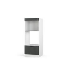 MIKROWELLENSCHRANK Fame-Line Anthrazit Landhaus 60 cm offen - Anthrazit/Weiß, Holzwerkstoff (60/153.6/58.1cm) - Vicco