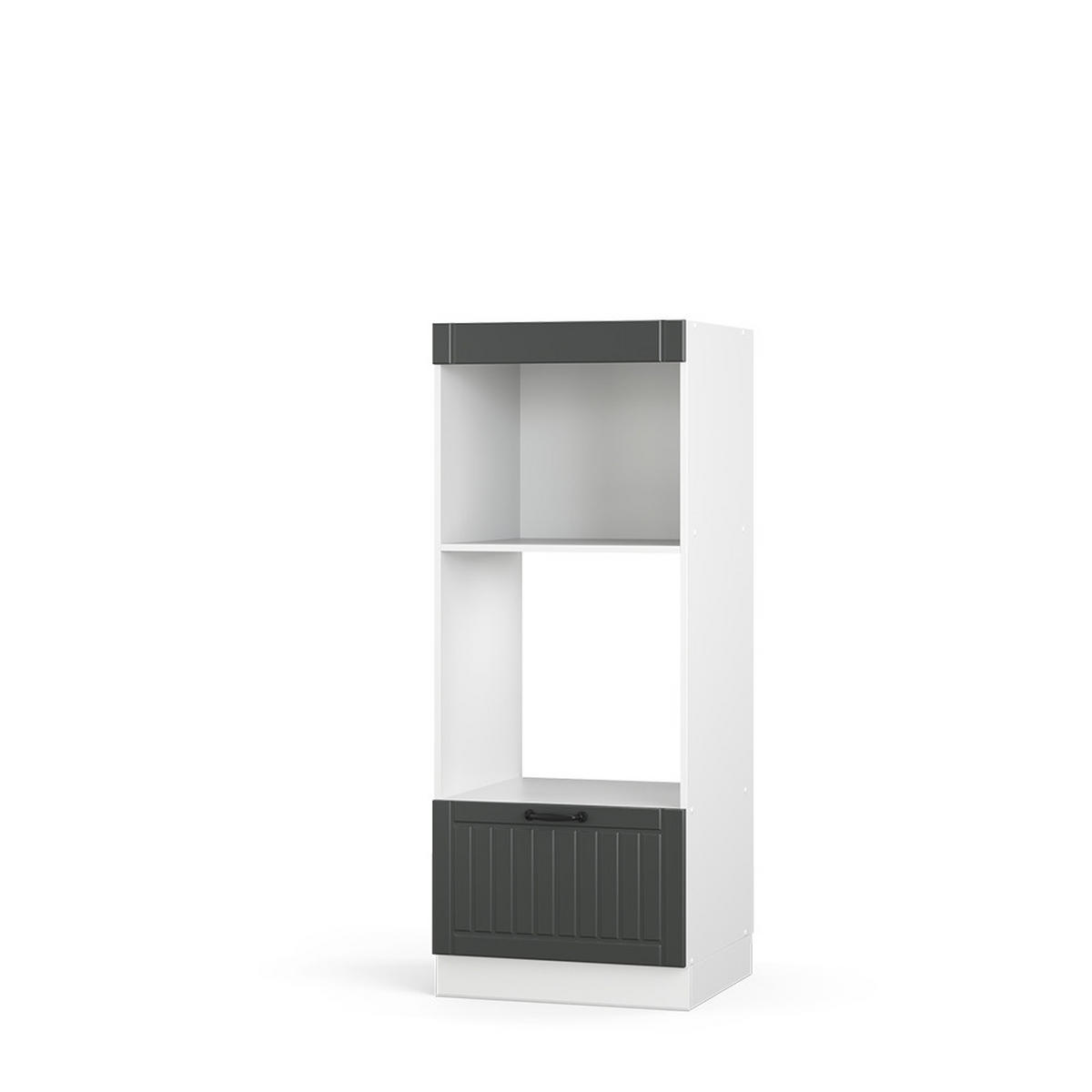 MIKROWELLENSCHRANK Fame-Line Anthrazit Landhaus 60 cm offen - Anthrazit/Weiß, Holzwerkstoff (60/153.6/58.1cm) - Vicco