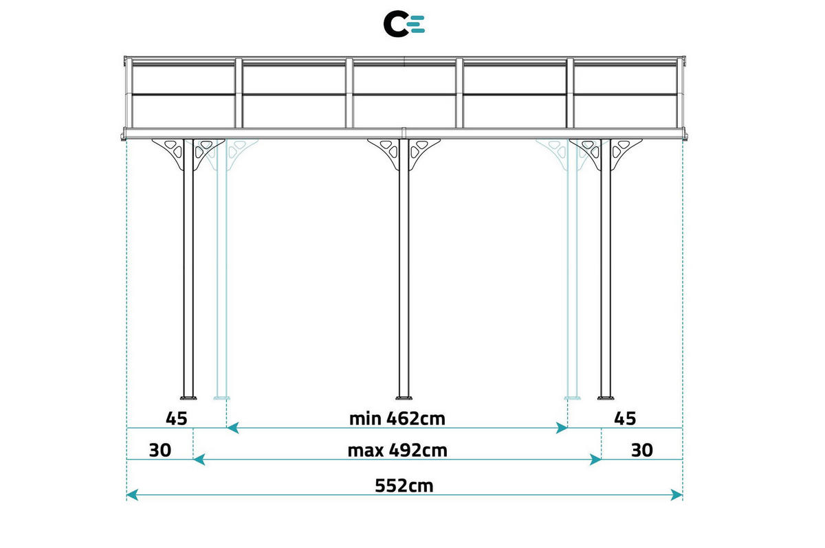PERGOLA / CARPORT Kleo Weiß 5,5m x 3m - Weiß, Metall (556/270/300cm) - Cazeboo