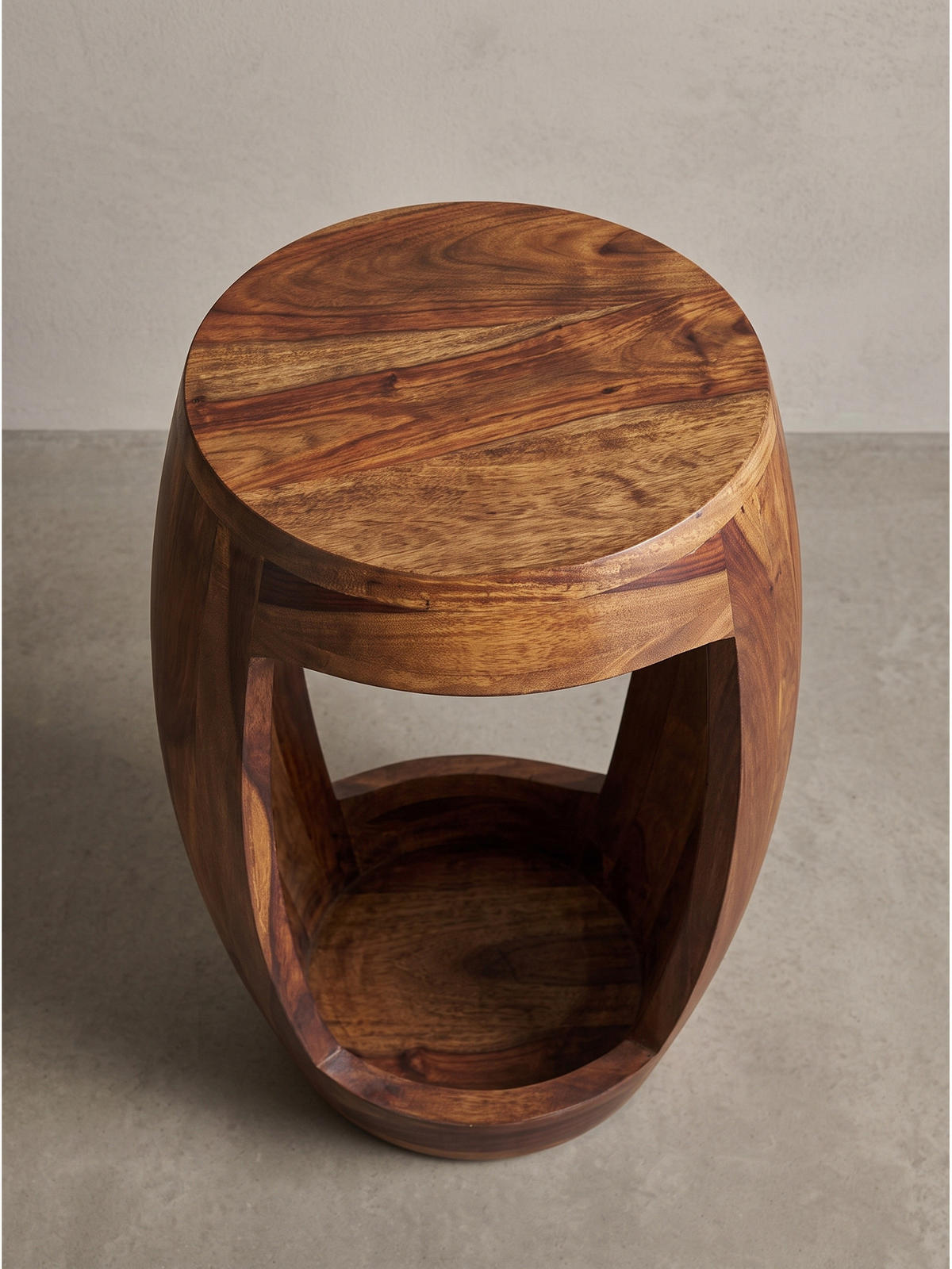 BEISTELLTISCH ANTEQUERA, Dunkles Massivholz, Ø 30 x 45 cm - Braun, Holz (30/30/45cm) - KADIMA DESIGN