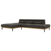 ROHOVÁ SEDAČKA PAVERO L - Tmavosivá Samet - Vľavo - čierna/tmavosivá, kov/textil (205/316cm) - MKS