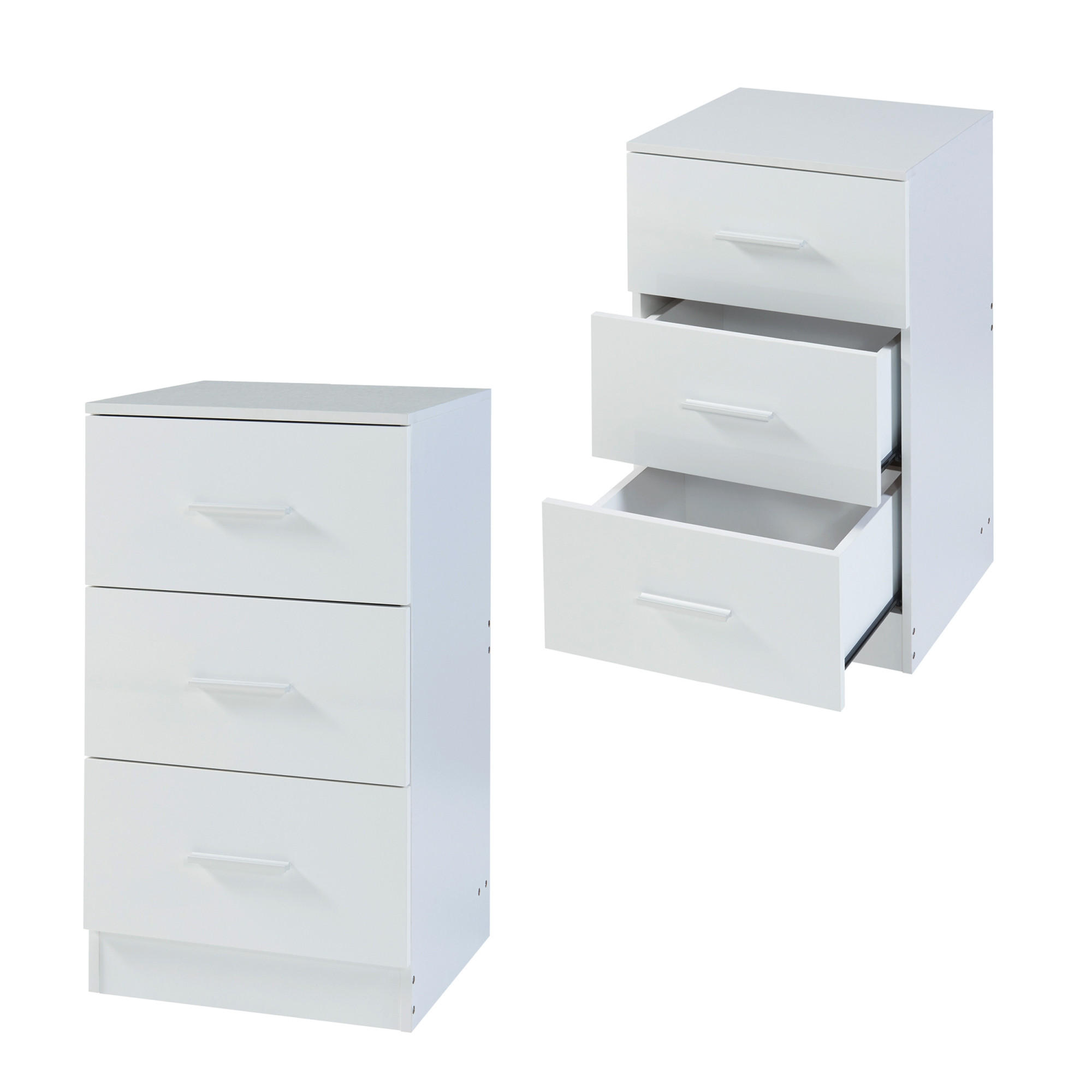 NACHTTISCH-SET 2 TLG. Aurdal - Weiß Hochglanz, Holzwerkstoff (37/66/34.5cm) - [en.casa]