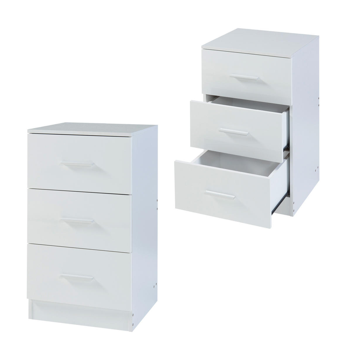 NACHTTISCH-SET 2 TLG. Aurdal - Weiß Hochglanz, Holzwerkstoff (37/66/34.5cm) - [en.casa]