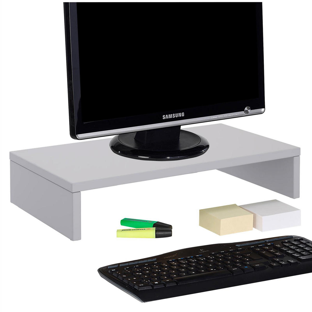 MONITORSTÄNDER MONITOR - Hellgrau, Holzwerkstoff (27/50/10cm) - CARO-Möbel