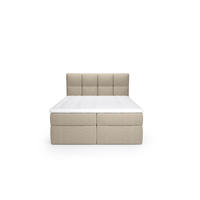 BOXSPRINGBETT Ruhe 140x200 – in Beige,Kaltschaum-Topper, großem Bettkasten - Beige, Textil (140/200cm)