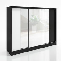 SCHWEBETÜRENSCHRANK 200 CM VIDA Farbe: Schwarz, Weiß, Schwarz - Schwarz/Weiß, Holzwerkstoff (200/215/60cm) - A&J MöbelLand