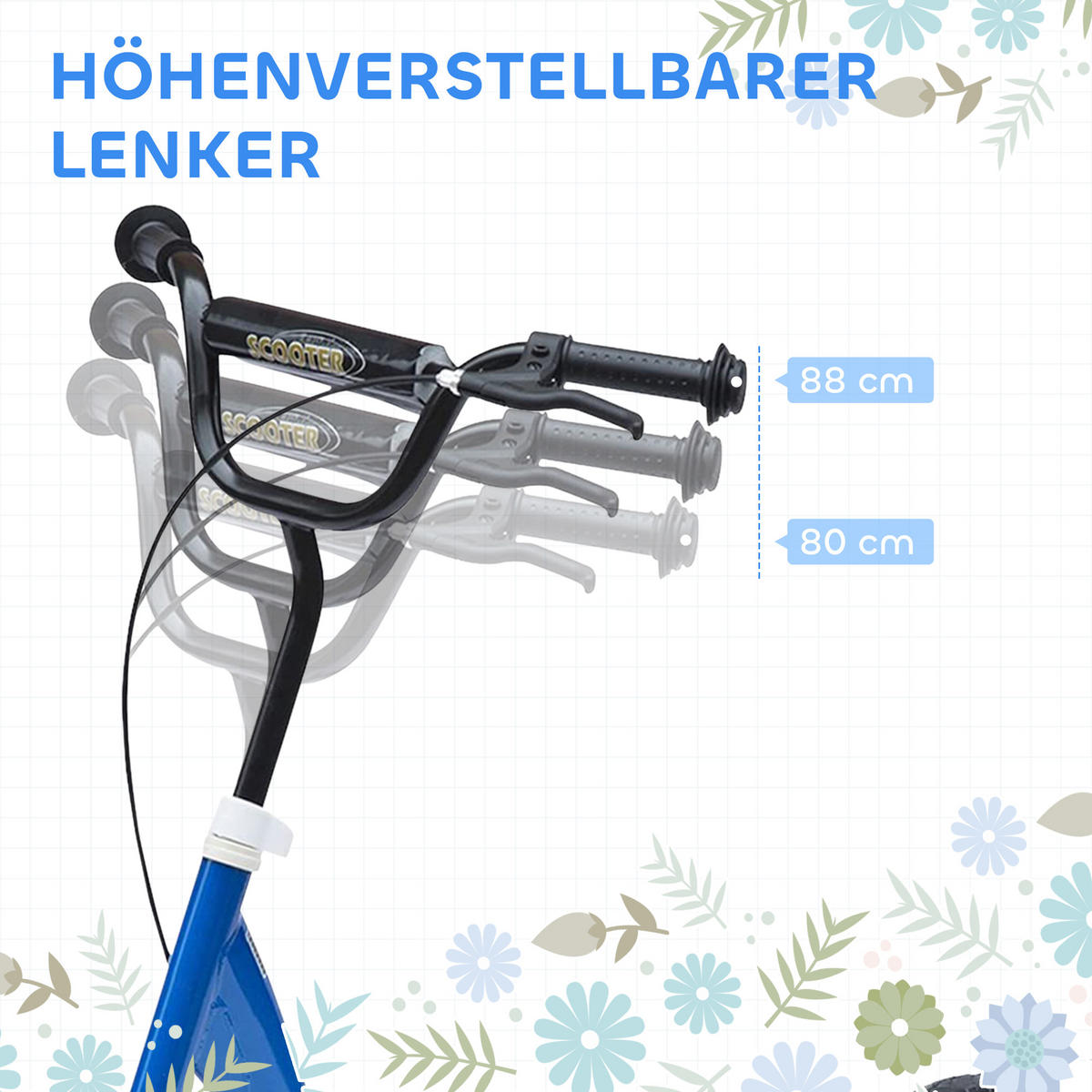 KINDERROLLER, Schwarz/Rosa/Blau/Rot, Stahl+ PVA - Blau, Metall (120/52/80cm) - HOMCOM