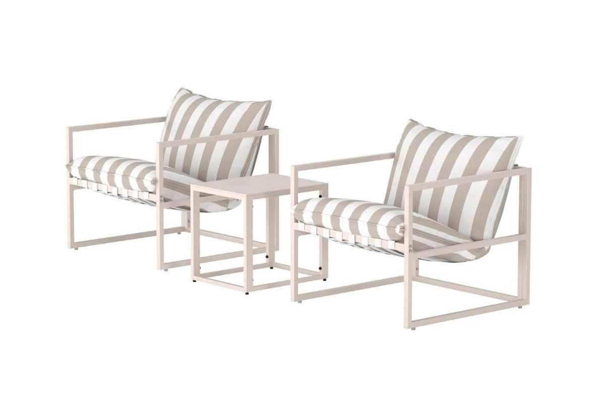 LOUNGE-SET, Messina, Beige, Stahl, 40 x 50 x 45 cm, 3-teilig - Beige, Metall - ebuy24