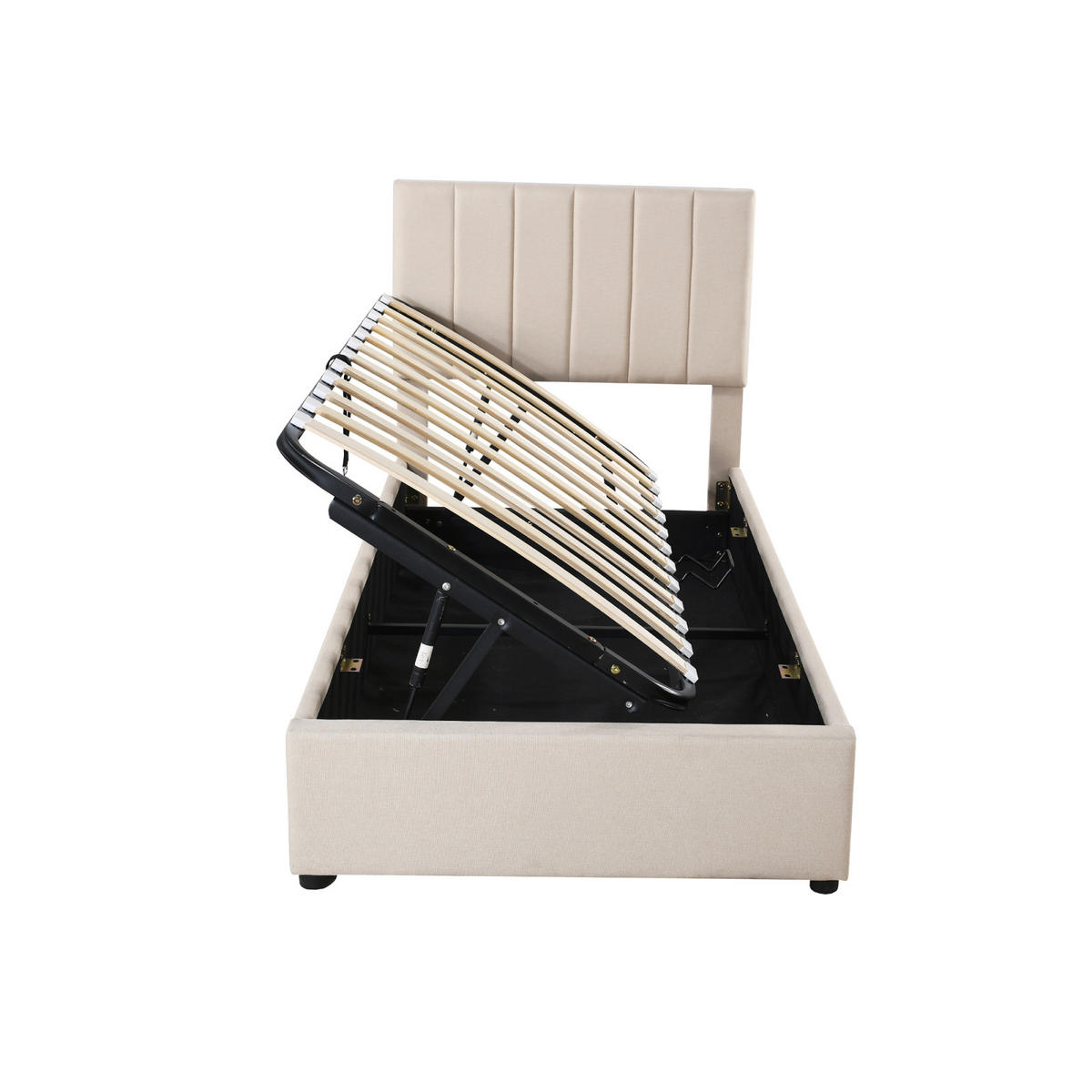 KINDERBETT 90x200 cm, Leinen, beige - Beige, Holz (90/200cm)