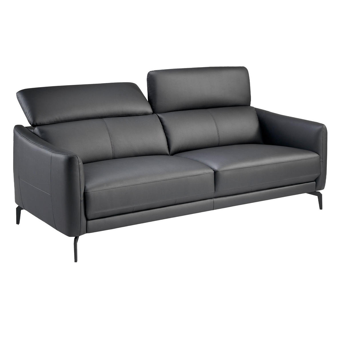 SOFA Schwarzes Ledersofa 3-sitzig 197/100/94 cm - Schwarz, Leder (197/94/100cm) - ANGEL CERDA