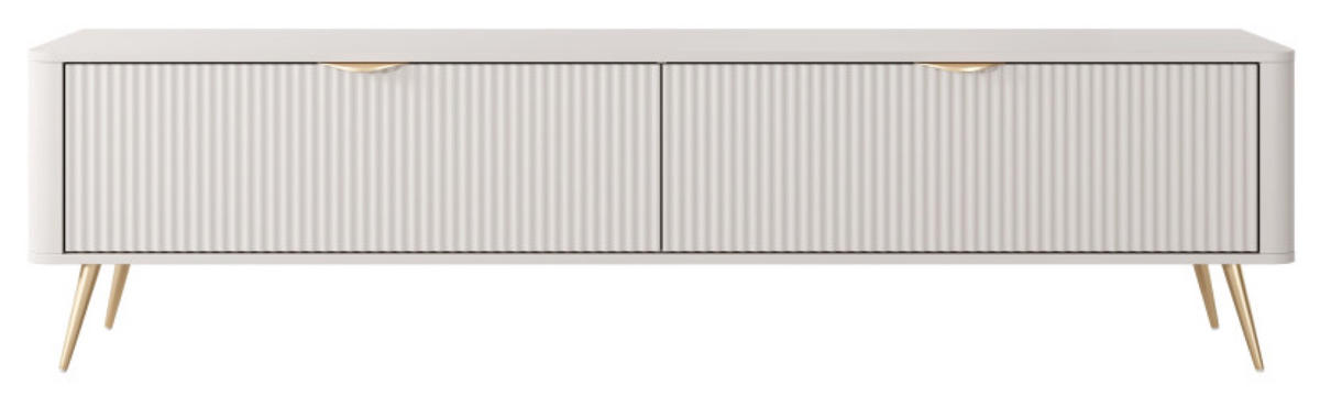 TV-SCHRANK Beige Lena Gerillt Auf Goldenen Beinen 200 cm - Beige, Holzwerkstoff (200/51/38cm) - Sepro Meble