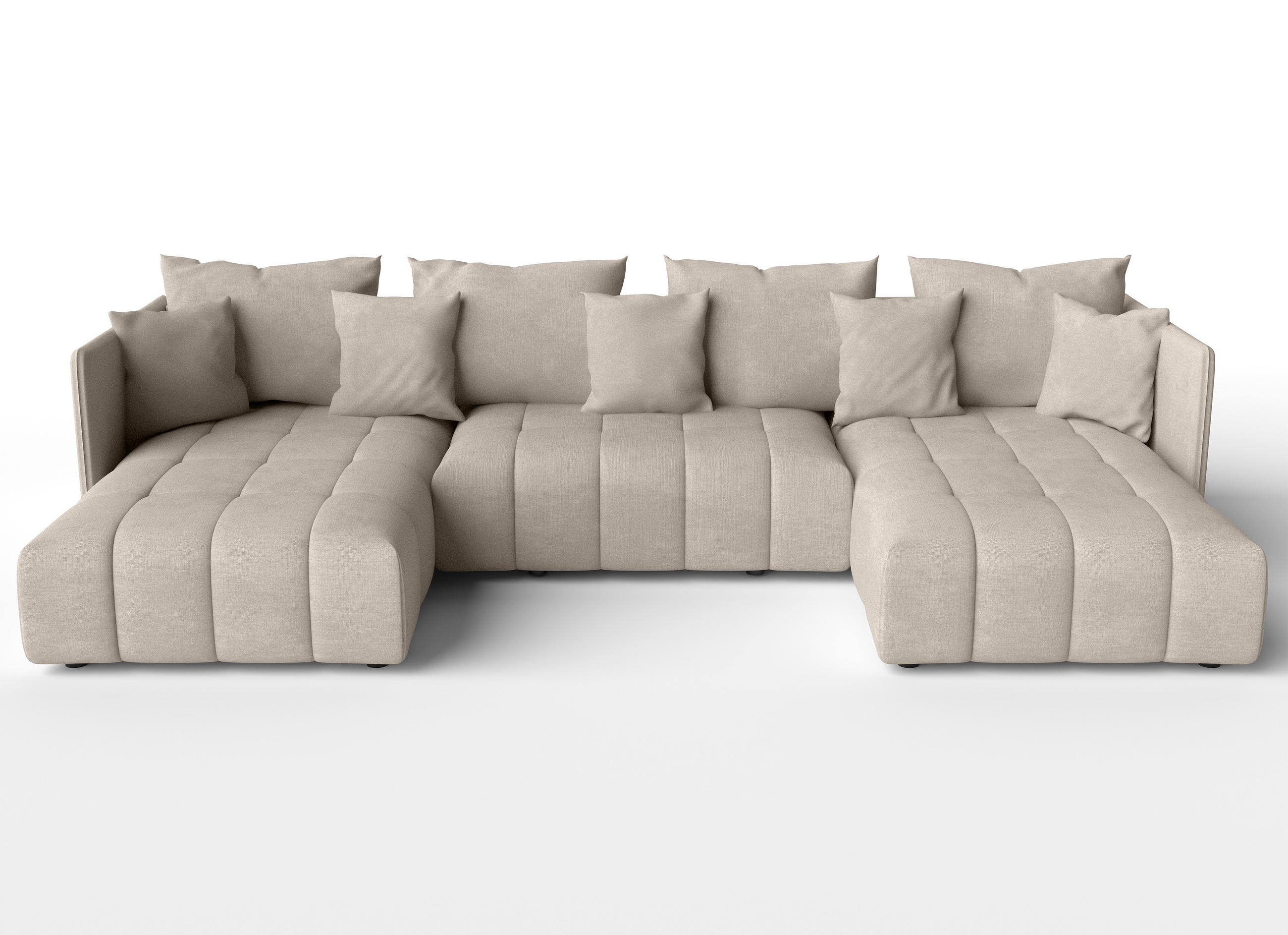 WOHNLANDSCHAFT Veliro U Hellbraun 353/180/83 cm mit Schlaffunktion und Bettkasten - Hellbraun/Schwarz, Kunststoff/Textil (353/83/180cm) - AX Living