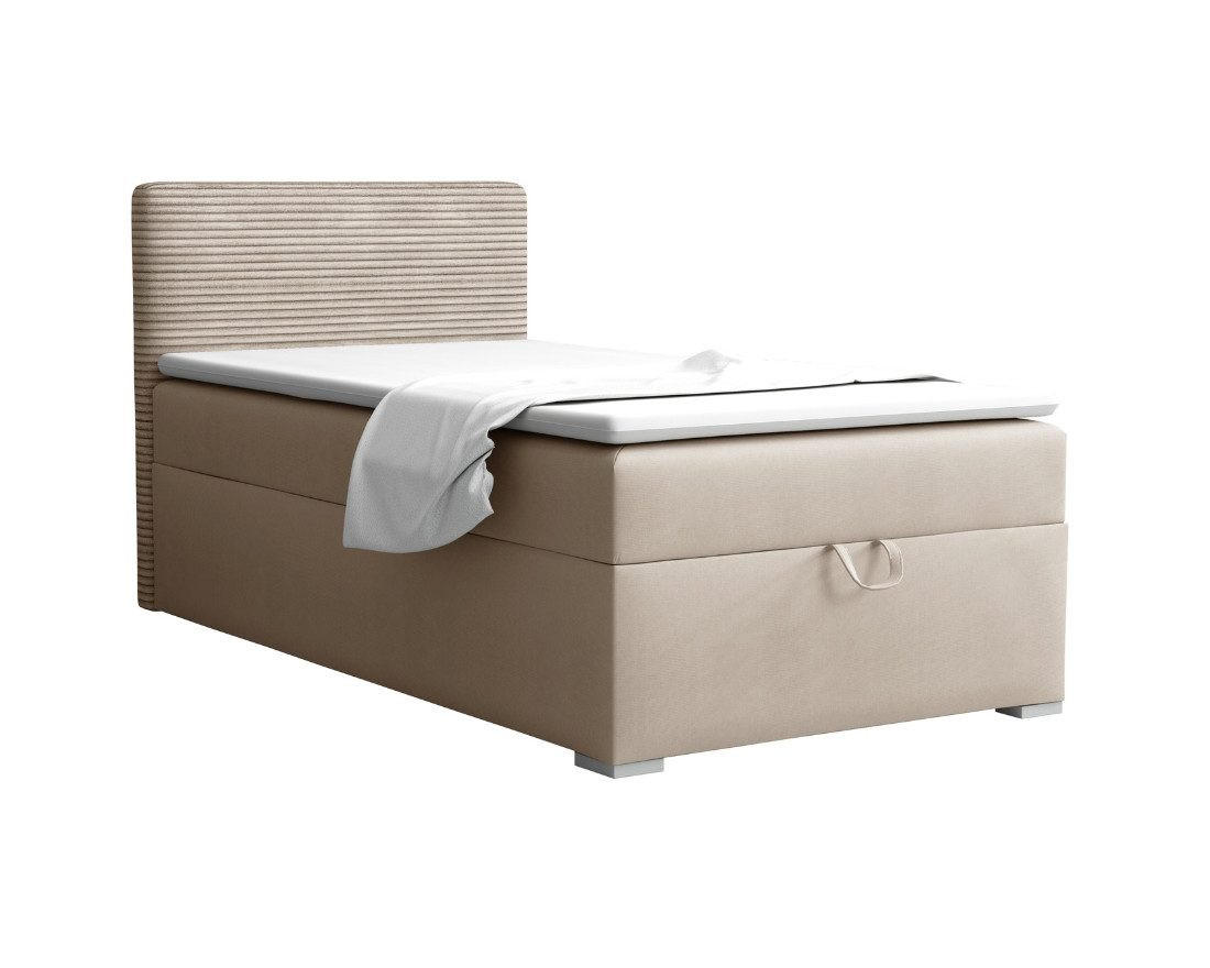 BOXBETT TEEN 1 90/200 in Velours/Cord Beige H3 - Beige, Holz/Holzwerkstoff (90/200cm) - Deine Möbel 24