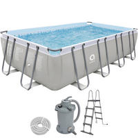 POOL Komplettset rechteckig 549x305x122 cm grau mit Sandfilter und Leiter - Grau, Kunststoff/Metall (305/122/549cm) - Avenli