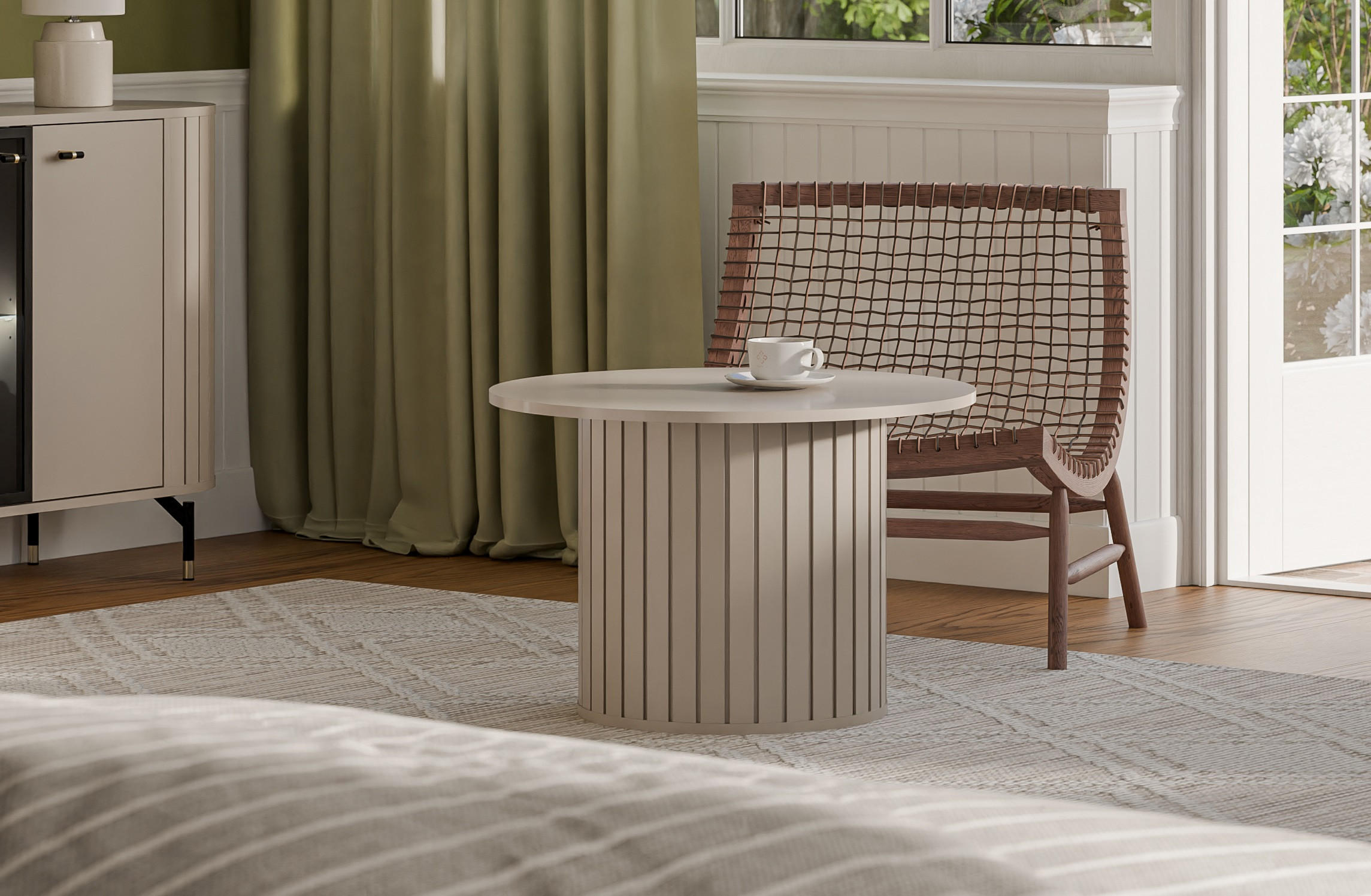 COUCHTISCH rund Cashmere 70x45 cm - Beige, Holzwerkstoff (70/70/45cm) - designimpex