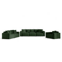 SOFASET Megan 3-2-1 In Poso - Dunkelgrün, Holzwerkstoff/Textil (327/75/98cm) - Fun Möbel