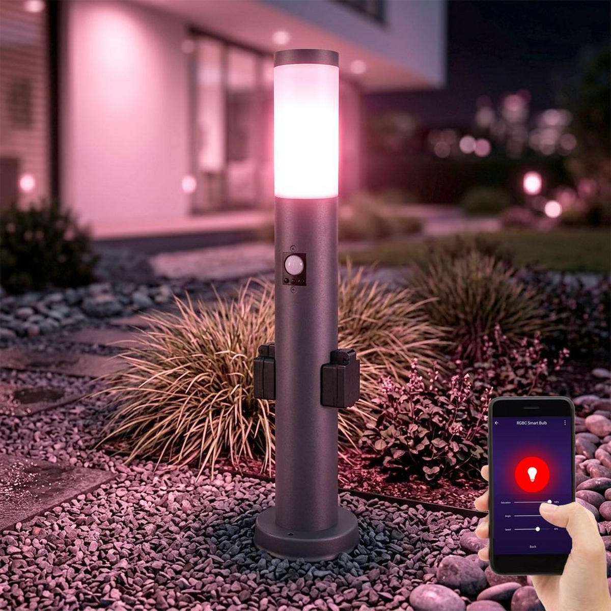 LED STEHLEUCHTE Edelstahl Anthrazit - Anthrazit, Kunststoff (7.6/7.6/60cm)