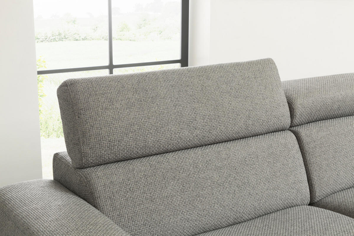 WOHNLANDSCHAFT RISO Grau Webstoff - Schwarz/Grau, Textil (331/81/240cm) - KAWOLA