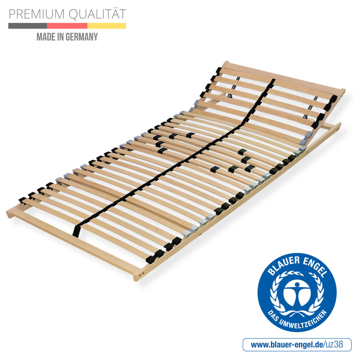 LATTENROST 120x200 cm, Kopfteil verstellbar, Buche Lattenrahmen - Buchefarben/Braun, Holz (120/200cm) - Sleepneo