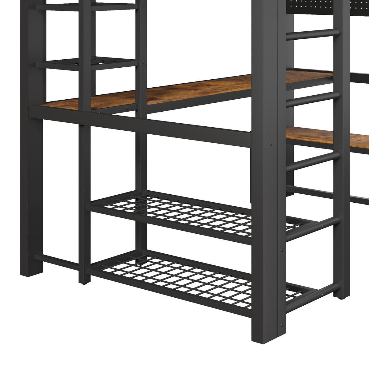HOCHBETT 140/200 cm DE-33136 mit LED und Stauraumtreppe Schwarz - Schwarz, Metall (140/200cm) - ComfortXL