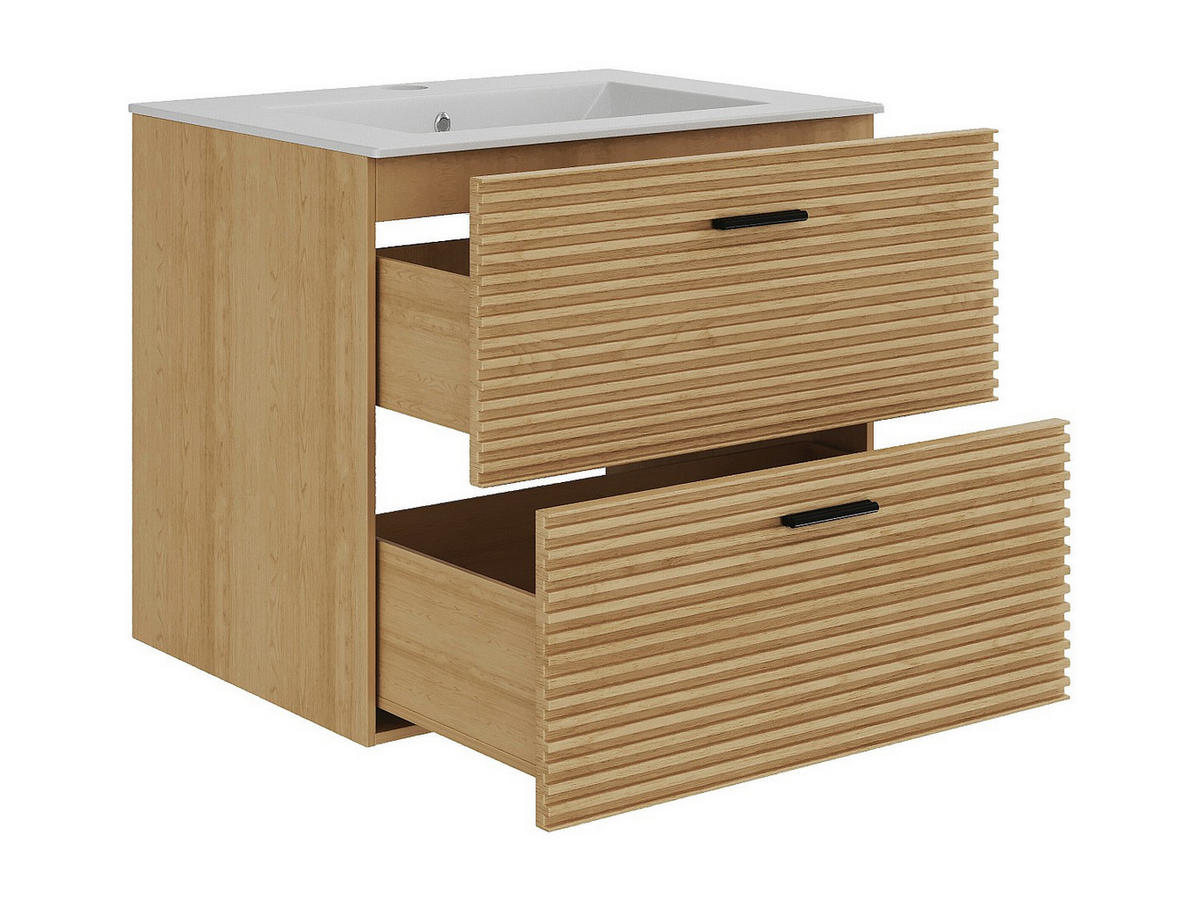 EINZELWASCHTISCH - 60 cm x 46 cm - holz - naturfarben hell Sarone - Weiß, Holz (60/55/46cm) - Vente-Unique
