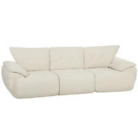 3-SITZER-SOFA Chenille 100 Polyester hochdichter Schaumstoff Cremeweiß - Creme, Textil (92/80/260cm) - HOMCOM