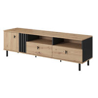 LOWBOARD Madis sand grange eiche / anthrazit 165,1 cm / 40 cm / 49,2 cm - Braun, Holz/Holzwerkstoff (165/49/40cm) - Feldmann-Wohnen