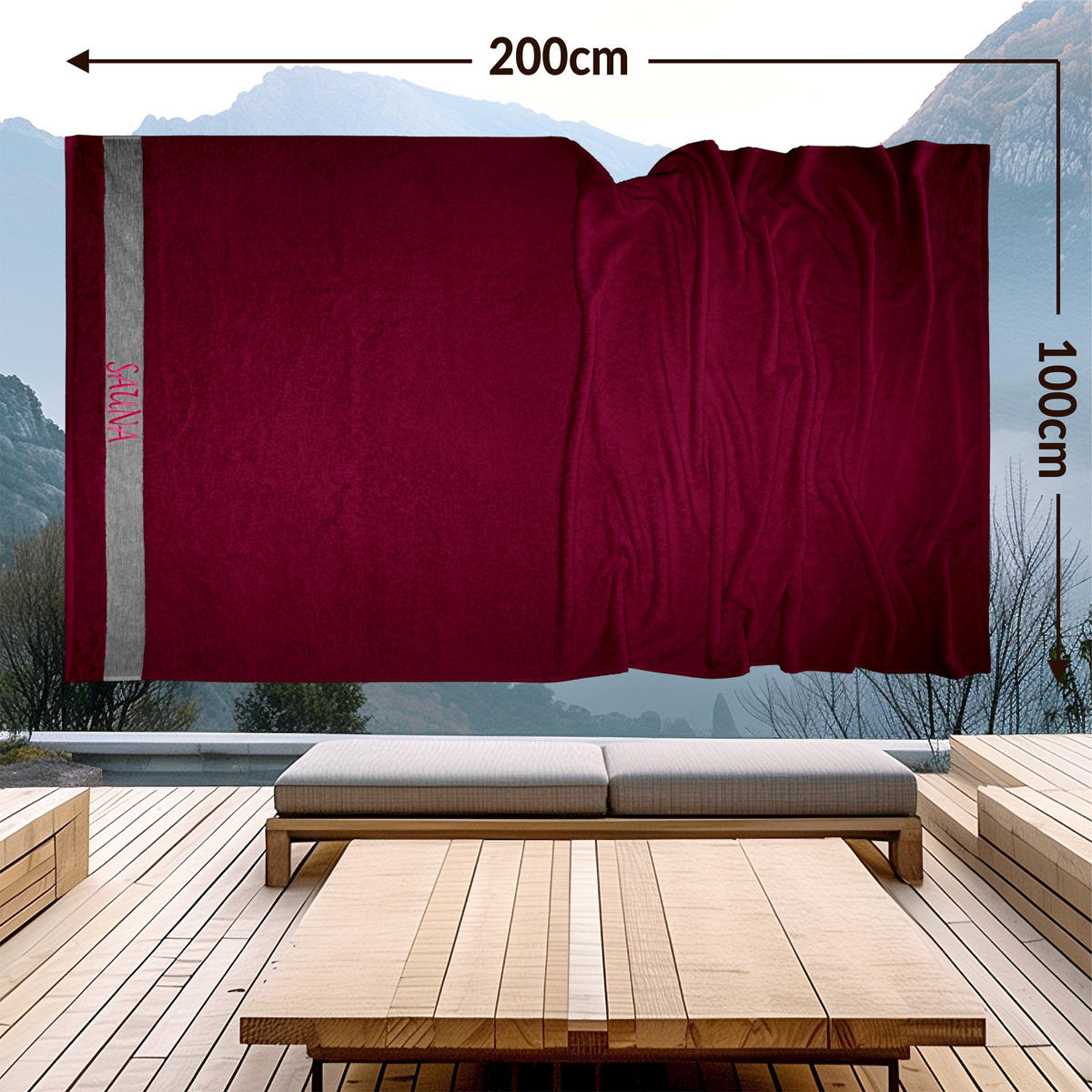 SAUNAHANDTUCH Lima Kirschrot 100x200 cm - Kirschrot, Naturmaterialien (100/200cm) - Lashuma