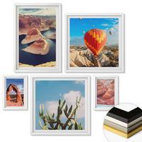 WANDBILDER 5er-Set - 50x50 cm & 20x30 cm & 40x60 cm Weißer Rahmen - Berge, Seen, Wälder, Wege - Weiß, Kunststoff (40/60cm) - ArtPrintCave