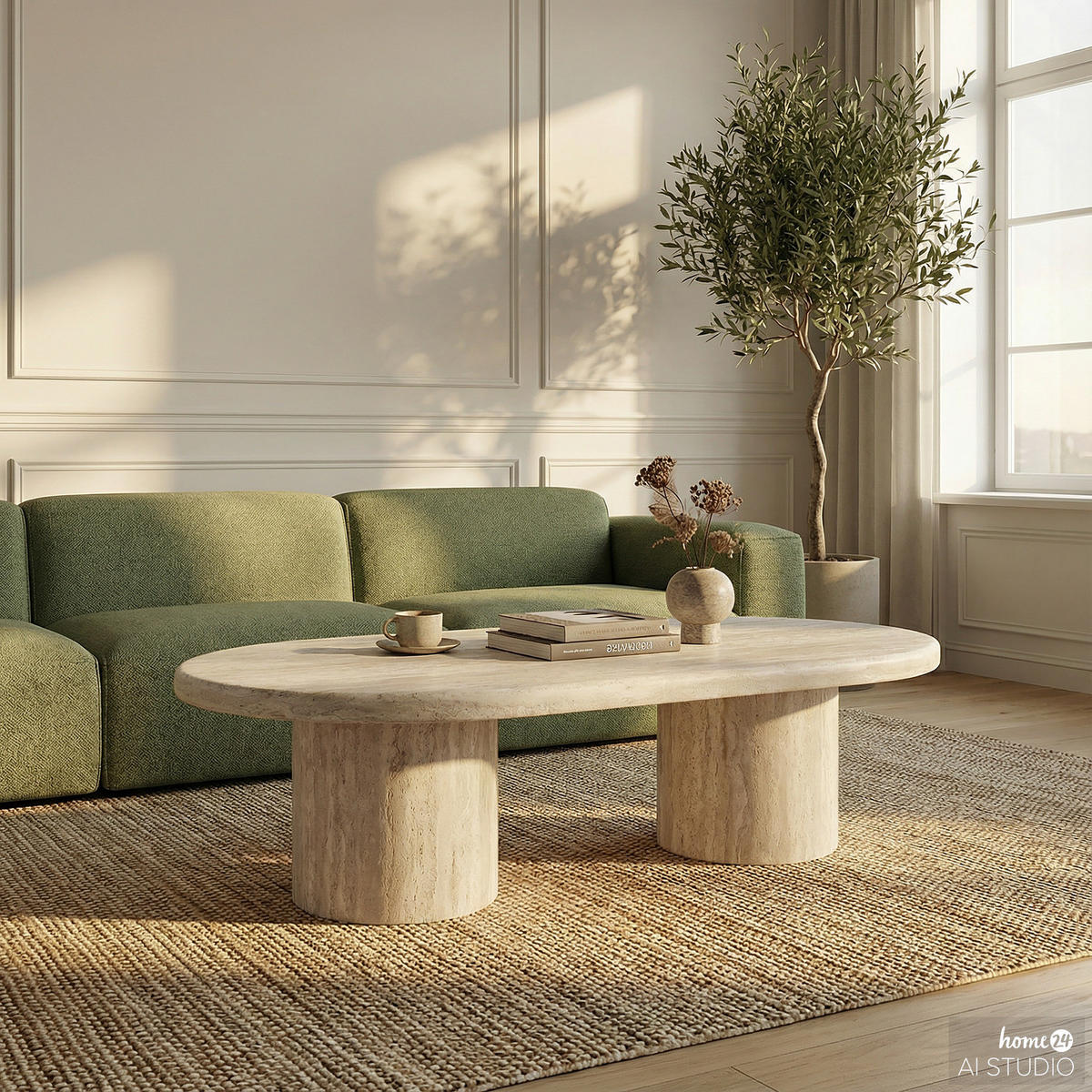 COUCHTISCH - Travertin Hellgrau Dekor - Hellgrau, Holzwerkstoff (70/120/35cm) - home24