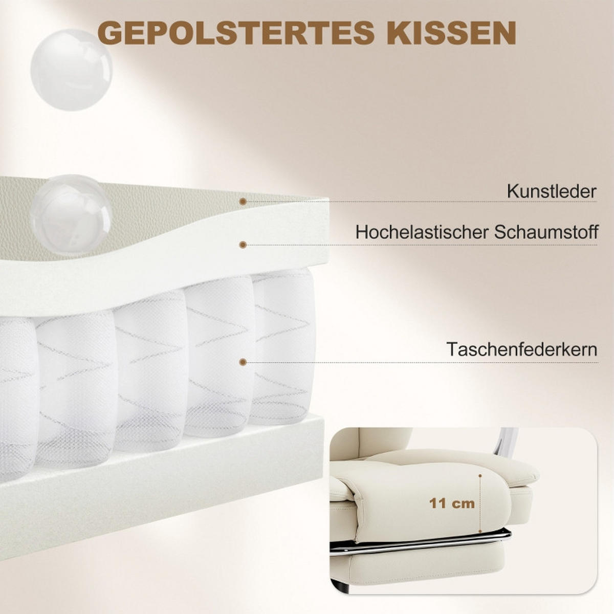 SNURRSTOLAR med fotstöd och vilfunktion, beige - Beige, Metall (64/120/73cm) - SHOPENTRA