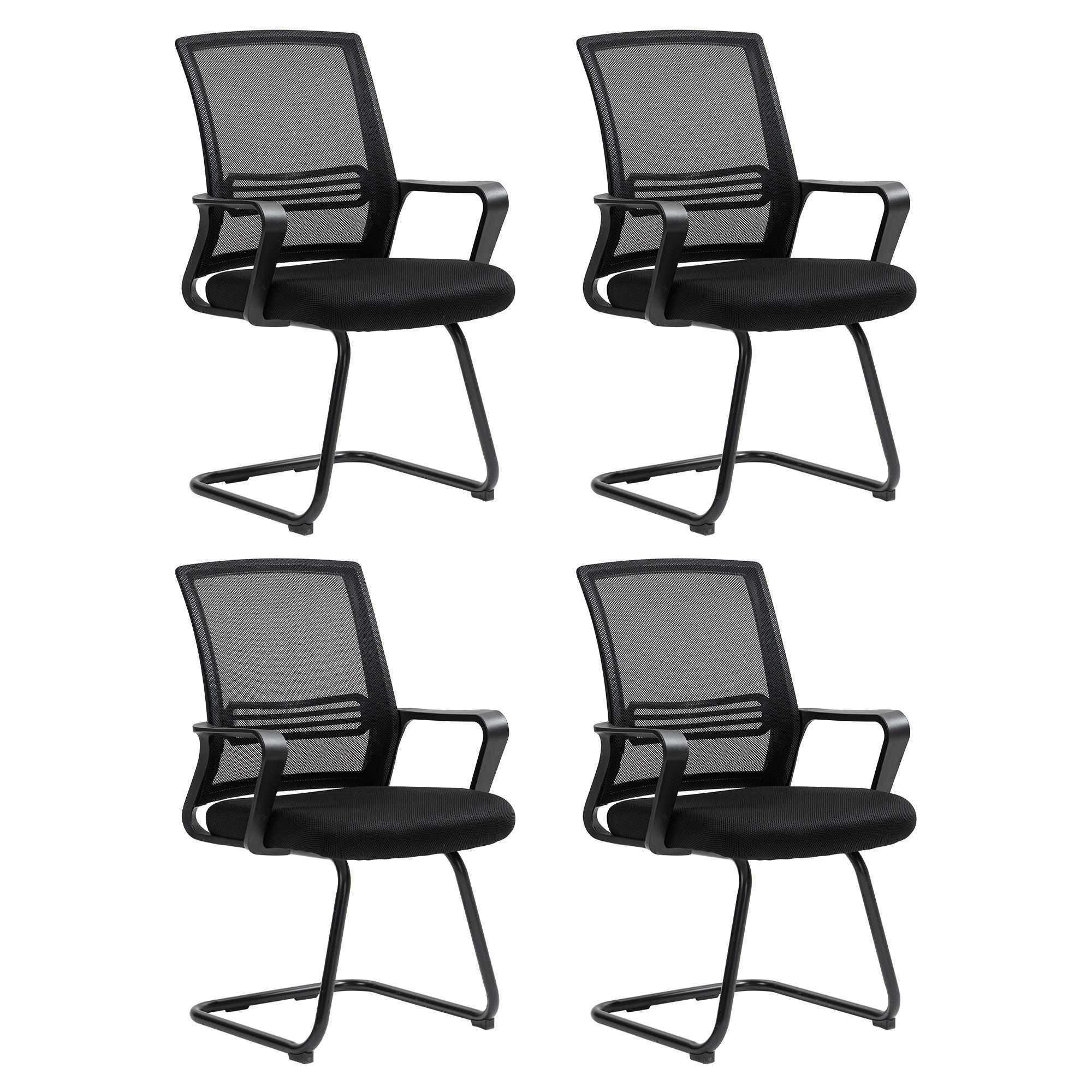 BESUCHERSTUHL 4er Set Polyester Schwarz - Schwarz, Textil/Metall (57.5/93/58.5cm) - HOMCOM