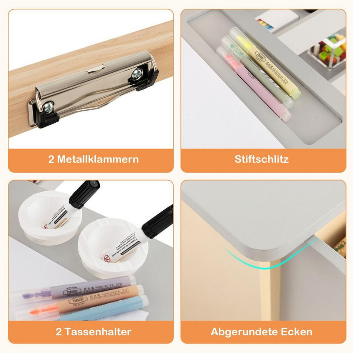 KINDERTISCHGRUPPE aus Holz grau - Grau, Holzwerkstoff (114/100/81cm) - COSTWAY