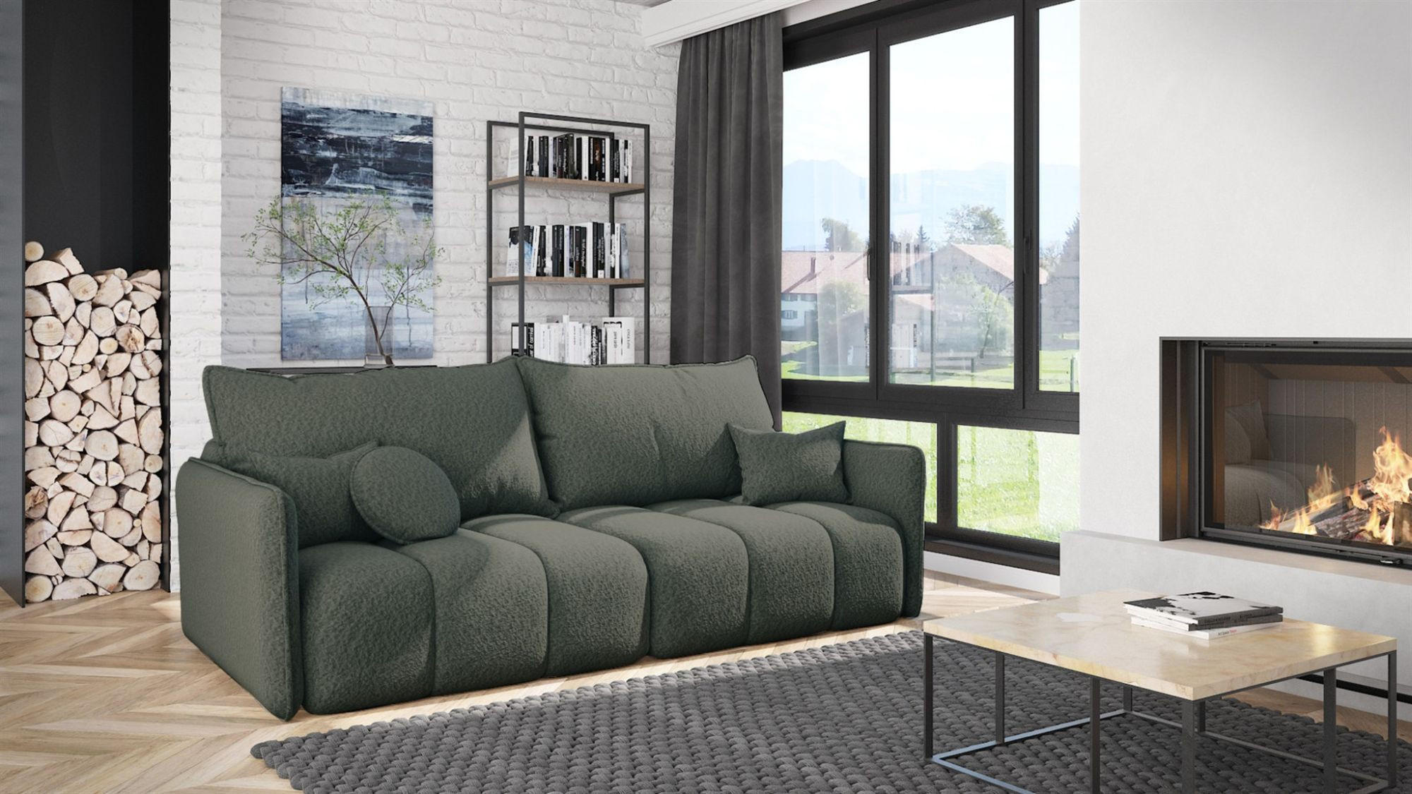SCHLAFSOFA Morgano - Anthrazit, Holzwerkstoff/Textil (216/86/102cm) - Fun Möbel