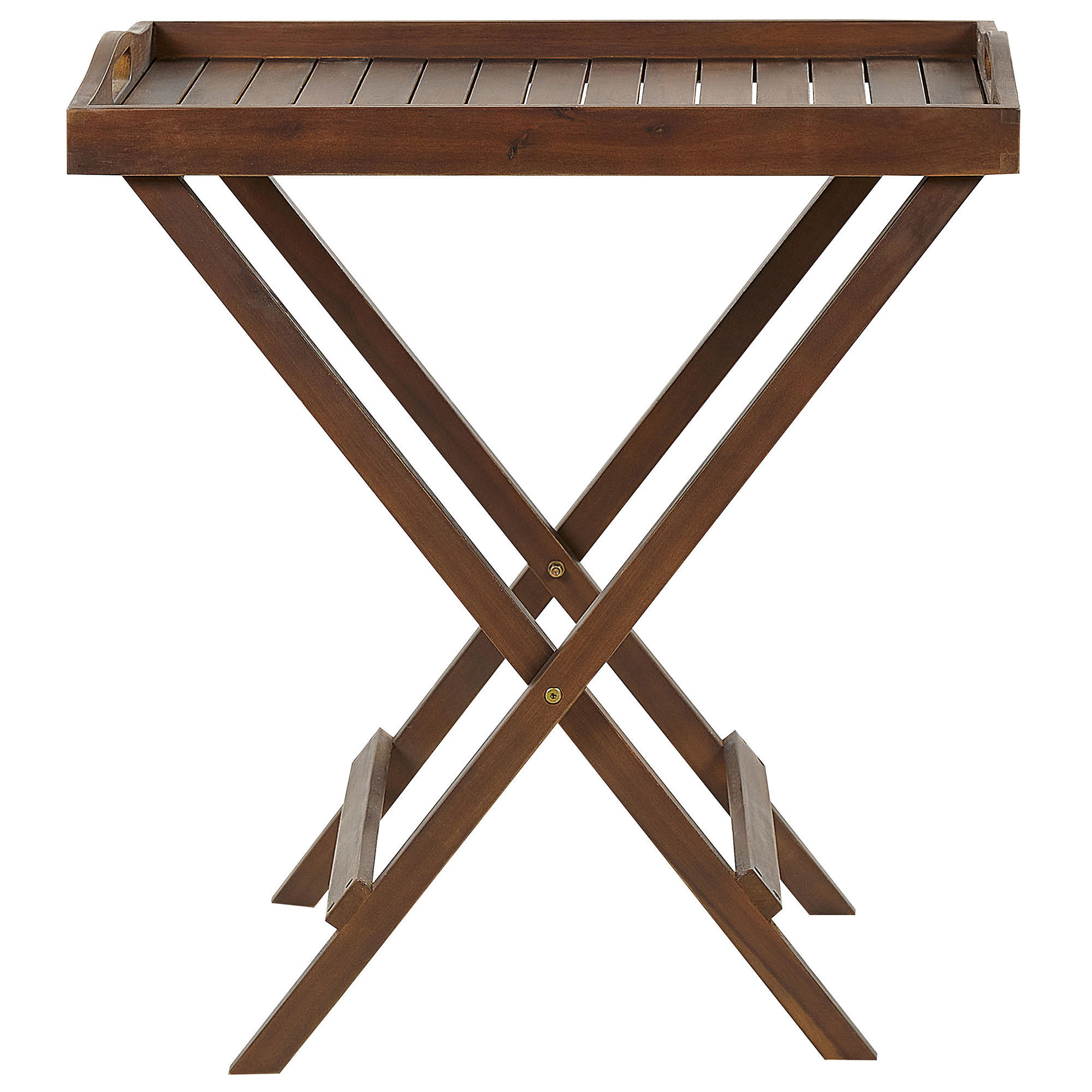 GARTENTISCH Massivholz Dunkler Holzfarbton Amantea - Dunkelbraun, Holz (68/45/73cm) - Beliani